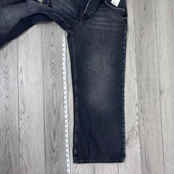 Free People Women Frank Black Cotton Wide Leg High Rise Ankle Denim NEW Jeans - Picture 8 of 11